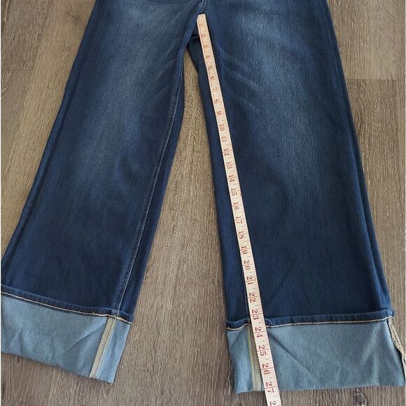 Halara Flex High Waisted Multiple Pockets Rolled Hem Wide Leg Jeans Small Tall - Picture 9 of 9